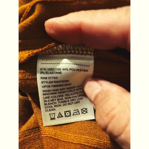 Rafaella Women's Ribbed Cowl Neck Top Golden Yellow  Button Tunic - Picture 7 of 7